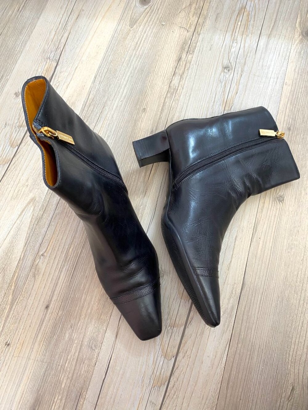 Bruno Magli Black Leather Pointed Square Toe Ankle Boots - Size 8